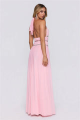 Summer Sparkle Mesh Halter Maxi Dress Pink