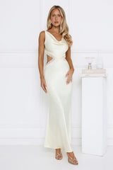 Metro Nights Satin Maxi Dress Yellow