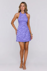 Dazzle And Dance Halter Satin Mini Dress Lilac