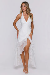 Her Extravaganza Halter Maxi Dress White