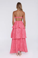 Frost Flare Strapless Maxi Dress Coral