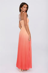 Saved Aesthetic Pleated Maxi Dress Orange