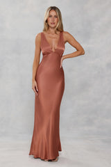 The Isabeau Satin Maxi Dress Bronze
