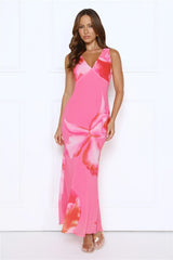 Crystal Gardenia Maxi Dress Pink