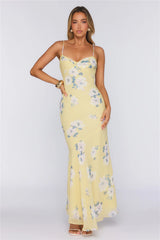 Morning Sun Floral Twist Maxi Dress Yellow