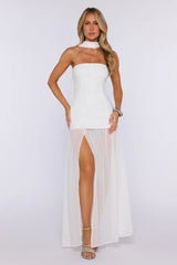 Formal Event Strapless Maxi Dress White