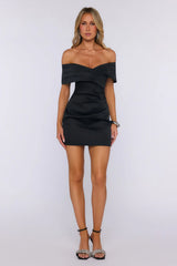 Fancy Night Out Off Shoulder Mini Dress Black