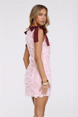 Rosy Rosette Mini Dress Pink