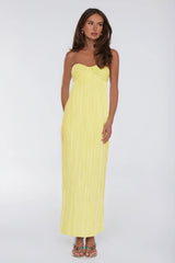 The Pretty Way Plisse Strapless Maxi Dress Yellow