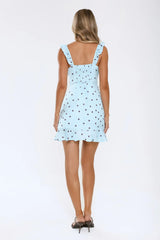 Zero Hesitation Polka Dot Satin Mini Dress Blue