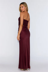 Pretty And Ready Strapless Maxi Dress Wine