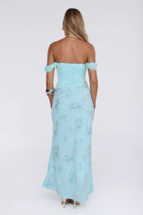 Pretty Glow Up Off Shoulder Maxi Dress Blue