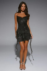 Glitter Glaze Sequin Mini Dress Black