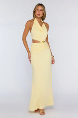 Social Calendar Halter Maxi Dress Yellow