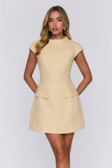 Good Outfit Day Tweed Mini Dress Yellow