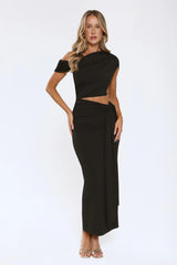 The Mood Piece One Shoulder Maxi Dress Black