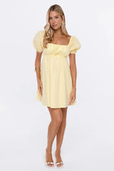 Sun Kissed Style Linen Blend Mini Dress Yellow