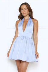 Twilight Aura Halter Mini Dress Blue