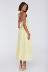 Petal Whimsy Halter Maxi Dress Lemon