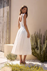 Romance Stitched Embroidered Maxi Dress White