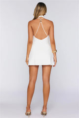 Soft Obsession Satin Halter Mini Dress White