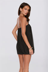 Level Up Season Mesh Strapless Mini Dress Black