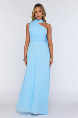 Rosy Romance One Shoulder Maxi Dress Blue