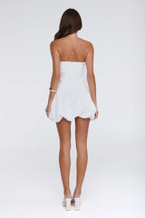 Untamed Paradise Strapless Bubble Mini Dress White