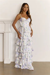 Dreamy Floral Corset Tiered Maxi Dress White