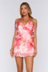 Fleur Glow Mini Dress Red