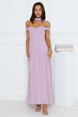 The Style Spotlight Off Shoulder Maxi Dress Lilac