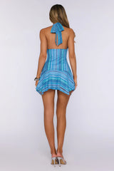 Island Palms Halter Mini Dress Blue
