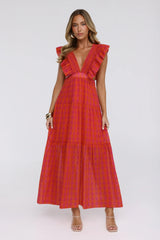 Classic Plaid Maxi Dress Pink