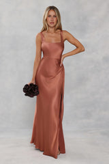 The Evelina Satin Maxi Dress Bronze