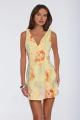 The Night Routine Embellished Mini Dress Yellow