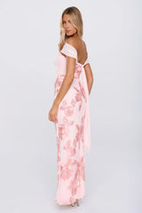 Worth the Plans Mesh Off Shoulder Maxi Dress Pink