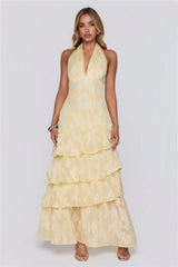 Mood Shift Halter Maxi Dress Yellow