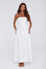 Just Feels Right Linen Blend Strapless Maxi Dress White