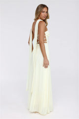 Sugar Babe Strapless Pleated Maxi Dress Yellow