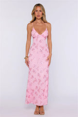 Stay Magnetic Mesh Beaded Maxi Dress Pink