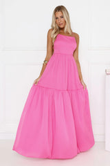 Style Unlocked Bubble Hem Maxi Dress Pink