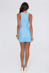 Sultry Statement Mesh Mini Dress Blue