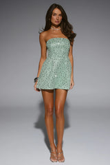 Signature Move Sequin Strapless Mini Dress Mint