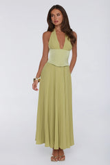 The Secret Waltz Halter Maxi Dress Lime