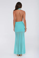 Born To Stand Out Halter Maxi Dress Aqua