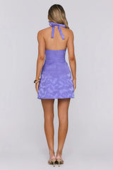 Dazzle And Dance Halter Satin Mini Dress Lilac