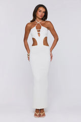 Beachside In Cabo Knit Halter Maxi Dress White