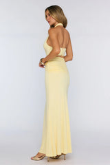 Social Calendar Halter Maxi Dress Yellow