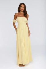 Ocean Aura Off Shoulder Maxi Dress Yellow