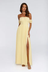 Ocean Aura Off Shoulder Maxi Dress Yellow